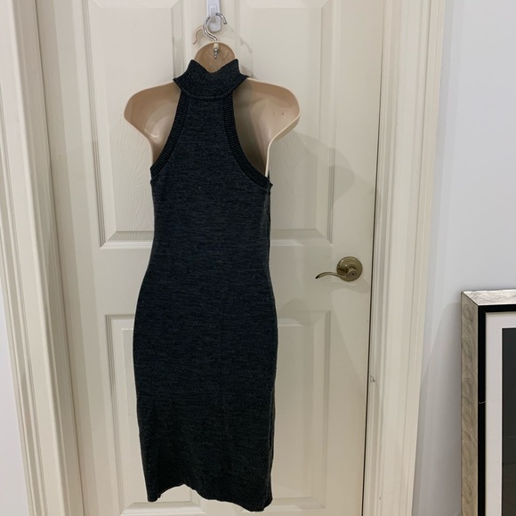 Dark Grey Sleeveless Turtle Neck Sweater Dress - Picture 6 of 7